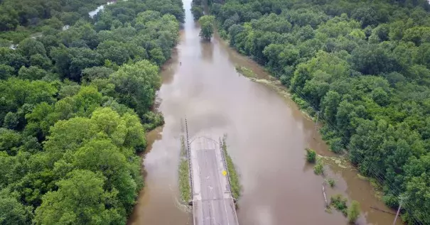 Floodwater covers Highway 3 on May 30 where the Marys and Mississippi Rivers converge near Chester, Ill. Record flooding has inundated the central U.S. this spring. Photo: Scott Olson, Getty Images