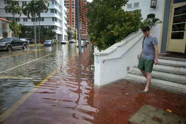 The nuisance flooding that accompanies seasonal high tides in parts of the Miami area will become more common as sea level rises. Photo: Joe Raedle, Getty Images