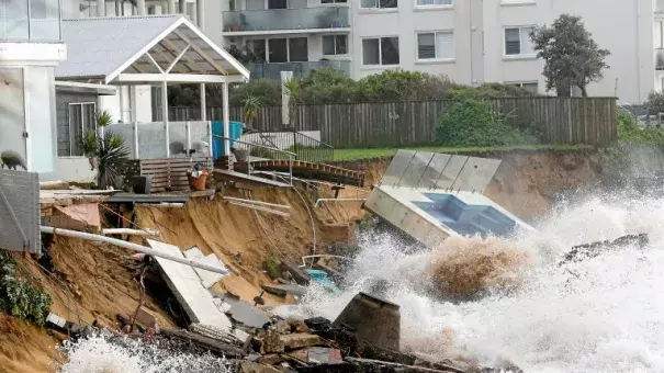 A swimming pool damaged by severe weather at Collaroy Beach in Sydney, June 6, 2016. Photo: Reuters