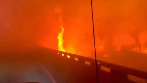 Texas firefighters struggle to contain the wildfires as it continues to spread throughout the state. (Credit: Greenville Fire-Rescue via Storyful)