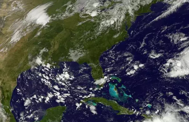 This satellite photo taken August 25 shows storm activity in the Atlantic. Photo: HO, AFP / Getty Images