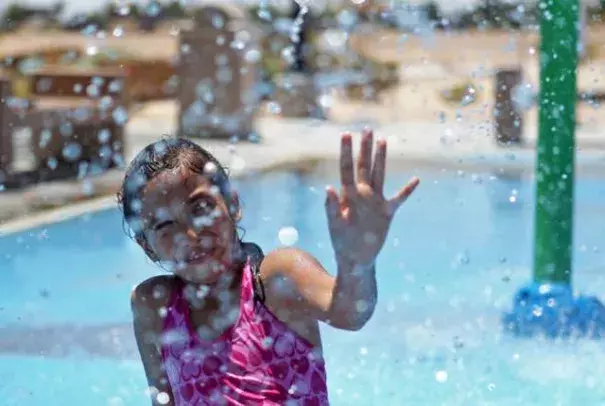 Izebelh Pin-Torres plays at the Charlie Frias Park on Wednesday, July 1, 2015, in North Las Vegas. This past June was the hottest on record. Image:James Tensuan/Las Vegas-Review Journal