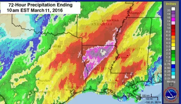 Louisiana Precipitation for 3 hrs ending Saturday 11 Nov at 12pm CST