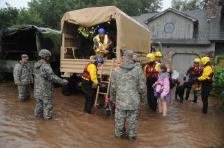Colorado National Guardsmen respond to floods in Boulder County. Photo: Sgt. Joseph K. VonNida, Wikipedia