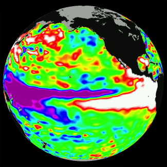Temperature anomalies during the 1997-1998 El Niño event. Image: NASA