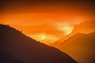 Known as the Rough Fire, a wildfire raged through national forests and parks in California from late July through October, burning about 152,000 acres and sending plumes of smoke over Central Valley cities such as Fresno, 35 miles away. Photo: Stuart Palley, Zuma, Corbis
