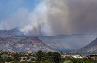 The Cerro Pelado Fire burns in the Jemez Mountains on Friday, April 29, 2022 in Cochiti, N.M.. (Credit: Robert Browman//The Albuquerque Journal via AP)