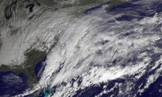 A major winter storm develops over the mid-Atlantic region. The heavier storms of recent years carried the imprints of climate change. Image: Getty