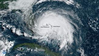 Hurricane Dorian was the strongest hurricane to hit the Bahamas since records began in 1851. Credit: NOAA GOES East Satellite