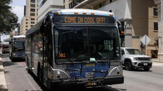 Austin CapMetro buses offer free rides allowing passengers a space to cool off as extreme heat hits Austin, Texas, on June 17, 2022. (Credit: CNN)