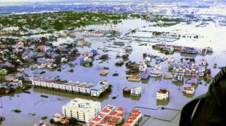 An aerial view of flood affected areas of Kanchipuram District on the outskirt of Chennai on Monday. (PTI Photo)