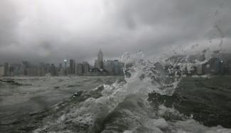 strong waves at Victoria Harbour in Tsim Sha Tsui as Typhoon Pakhar hits Hong Kong days after Hato. Photo: Felix Wong