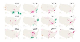 The patterns of disasters, year by year. Image: The New York Times, Small Business Administration
