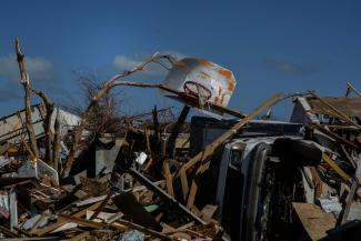 Debris left by Hurricane Dorian in Abaco, Bahamas. 