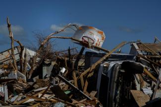 Debris left by Hurricane Dorian in Abaco, Bahamas.