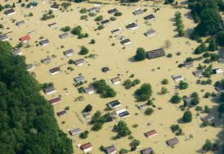 Aerial view of the flooded Danube River in Deggendorf, Germany on Friday, June 7, 2013. Photo: AP/Armin Wegel