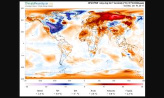 The frigid cold across much of the continental United States appears to be American Exceptionalism. Image: University of Maine, Climate Change Institute
