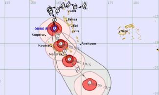 Tropical Cyclone Donna upgraded to a category five storm, bringing winds up to 300kph. Photo: Fiji Meteorological Service