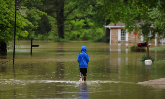 A flooded neighborhood in Arnold, Missouri on May 4, 2017. Heavy downpours from slow-moving storms over the past week sent rivers over their banks, flooding towns and shutting down roads and highways in several states. Photo: Michael B. Thomas, Getty Images