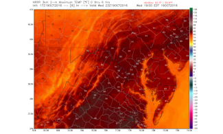 The HRRR model high temperature forecast predicted Wednesday. Image: WeatherBell