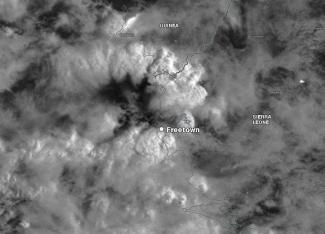Heavy thunderstorms of Freetown on August 14th. Image: NASA and Weather Underground