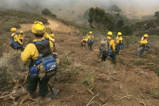 A crew assesses the Soberanes Fire south of Monterey, California. Photo: California National Guard