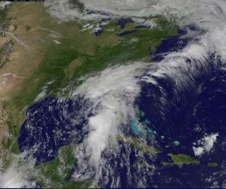 A NASA's Geostationary Operational Environmental Satellite (GOES) image shows the Tropical Storm Colin over Florida and the U.S. South-East coast in this satellite image released by on June 6, 2016. Image: GOES Project Science/NASA/Handout via Reuters
