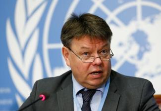 Petteri Taalas, Secretary general of the World Meteorological Organization (WMO) attends a news conference on the annual Greenhouse Gas Bulletin on concentrations of CO2 at the United Nations in Geneva, Switzerland, October 24, 2016. Photo: Denis Balibouse, Reuters